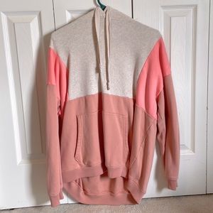 American Eagle Women Pink Fleece Colorblock Oversized Hoodie